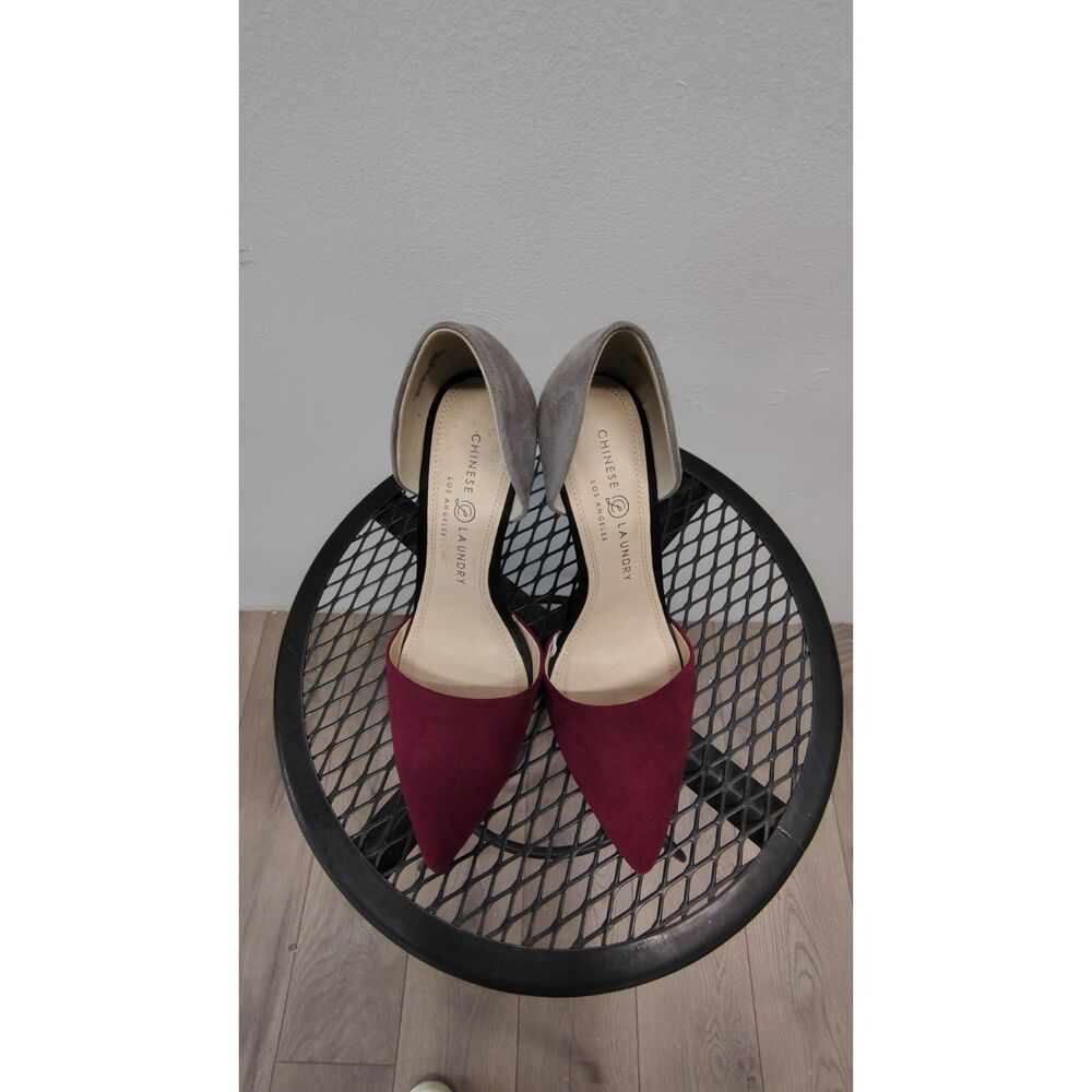 Women's Chinese Laundry Stella D'Orsay Maroon and Grey Pumps - Picture 4 of 7